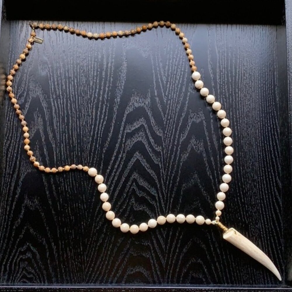 Tess & Tricia Antler Beaded Horn Necklace